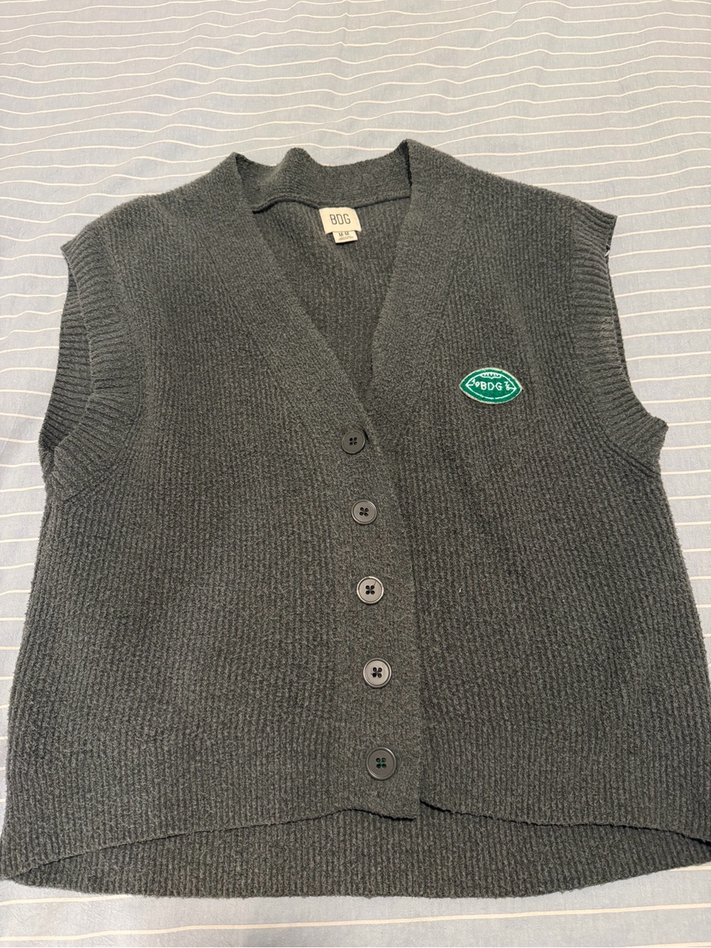 BDG Rowen Button-Front Sweater Vest - Dark Grey